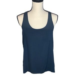 Final Touch Navy Blue Sleeveless Tank Top Front Pocket Cross Back Size M